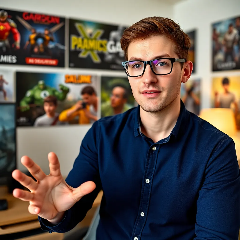 Creador de contenido de videojuegos con auriculares y micrófono