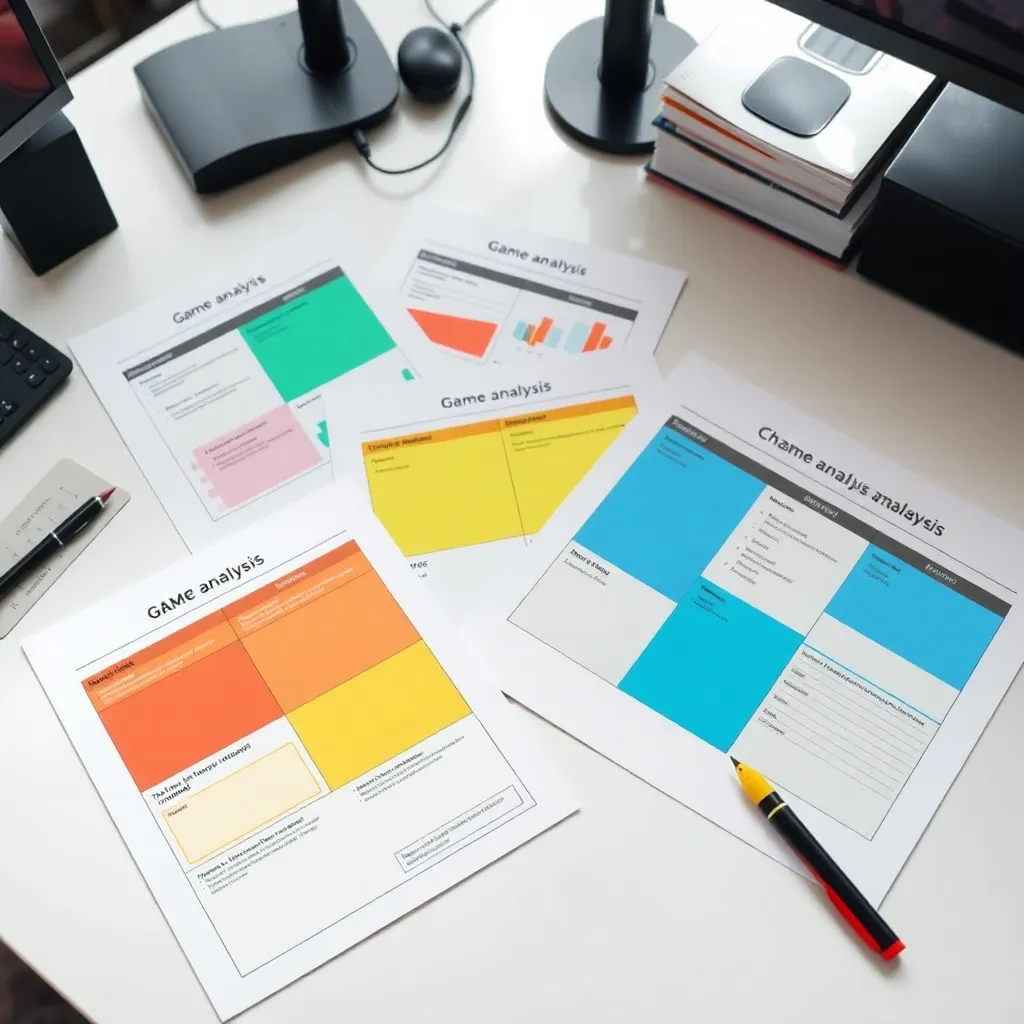 Diagrama de mecánicas de juego siendo analizado