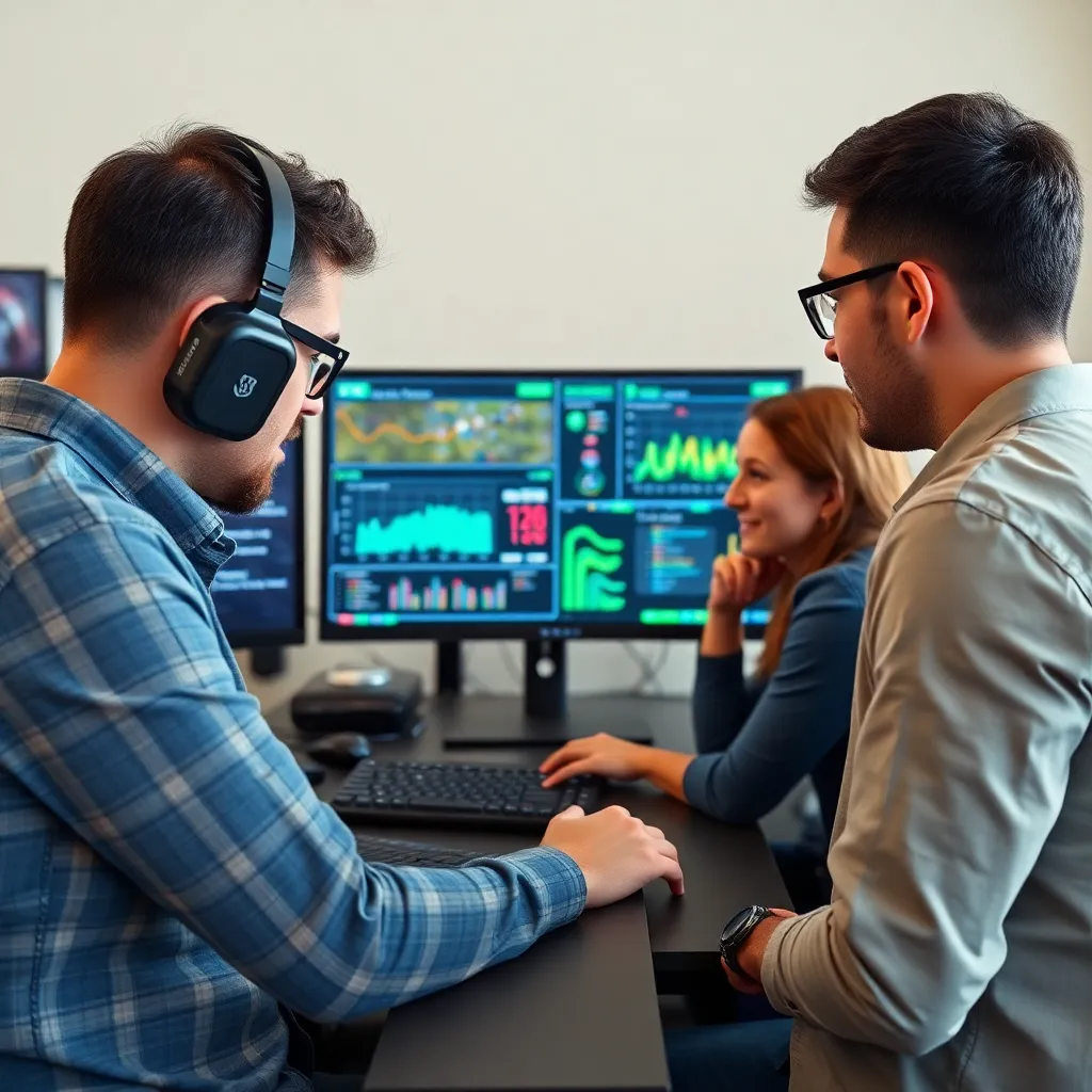 Grupo analizando experiencia de usuario en videojuego con herramientas