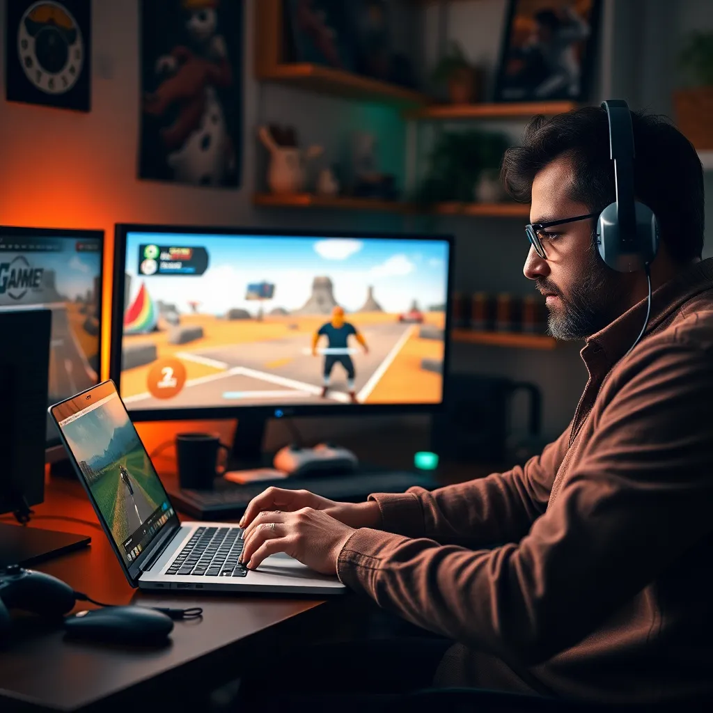 Persona escribiendo análisis crítico de un videojuego en ordenador